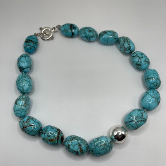 ATI 925 Sterling Silver Turquoise Spiral Pendant Round Stone – Artisan Design - Picture 1 of 8